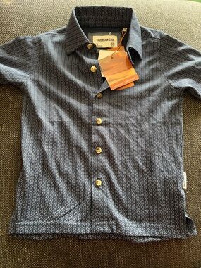 Sovereign Code Boys Navy Textured Herringbone Button-Down Shirt